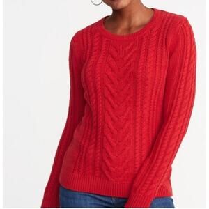 Old Navy Red Cable Knit Sweater Plus Size 1X Long Sleeve Pullover NWT